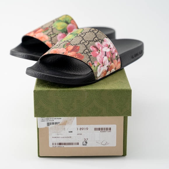 size 37G - Gucci Floral Bloom Slides GG Logo Supreme Pursuit Rubber - Picture 7 of 8